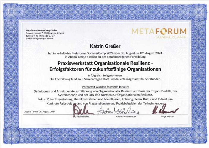 Zertifikat Organisationale Resilienz