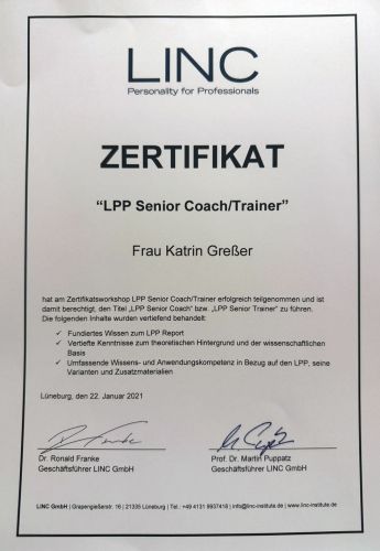 Zertifikat LPP Senior Coach/Trainer LINC
